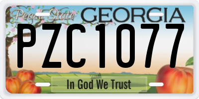GA license plate PZC1077