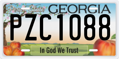 GA license plate PZC1088