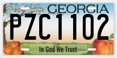 GA license plate PZC1102