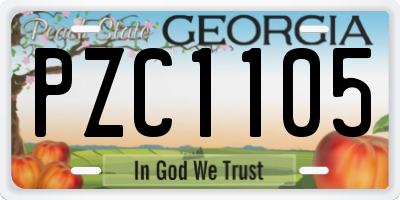 GA license plate PZC1105