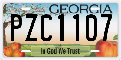 GA license plate PZC1107