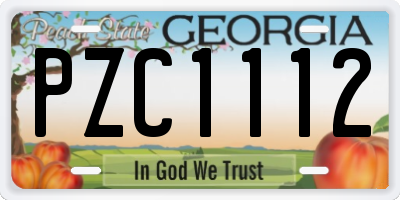 GA license plate PZC1112