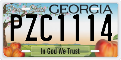 GA license plate PZC1114