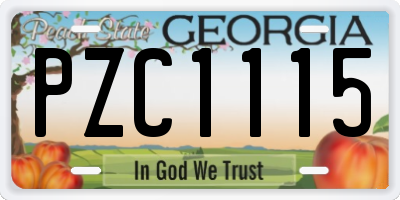 GA license plate PZC1115