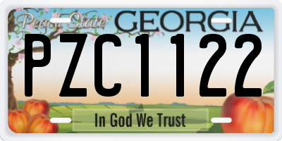 GA license plate PZC1122