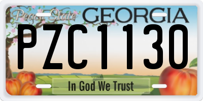 GA license plate PZC1130