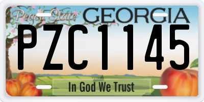 GA license plate PZC1145