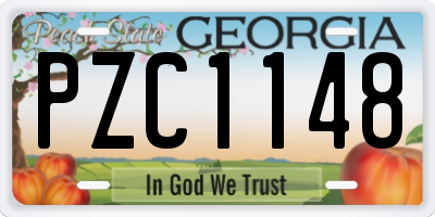 GA license plate PZC1148