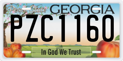 GA license plate PZC1160