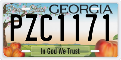 GA license plate PZC1171