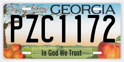 GA license plate PZC1172