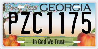 GA license plate PZC1175