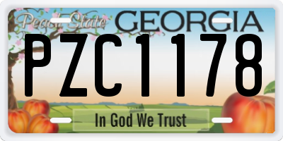 GA license plate PZC1178