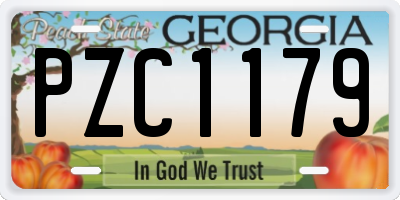 GA license plate PZC1179