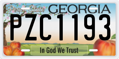 GA license plate PZC1193