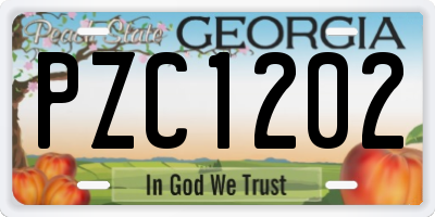 GA license plate PZC1202