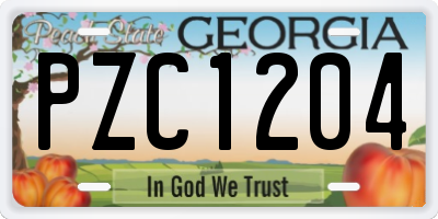 GA license plate PZC1204