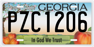 GA license plate PZC1206