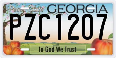 GA license plate PZC1207