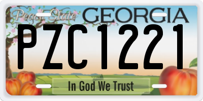 GA license plate PZC1221