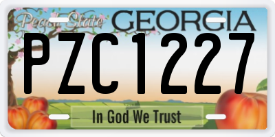 GA license plate PZC1227