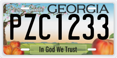 GA license plate PZC1233