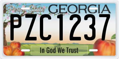 GA license plate PZC1237