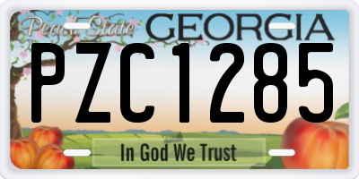 GA license plate PZC1285