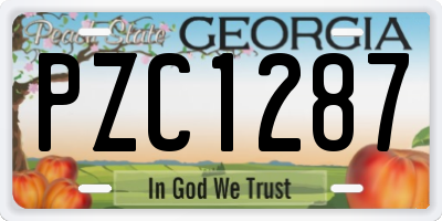GA license plate PZC1287