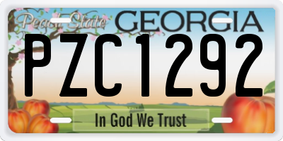 GA license plate PZC1292