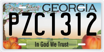 GA license plate PZC1312