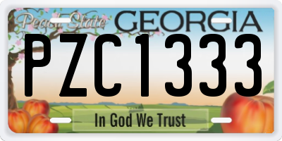 GA license plate PZC1333