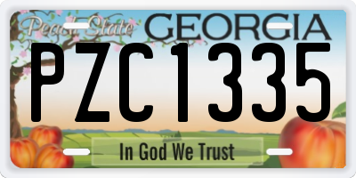 GA license plate PZC1335