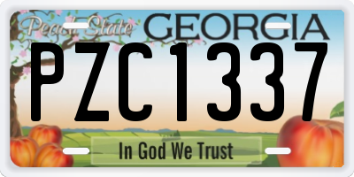GA license plate PZC1337