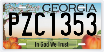 GA license plate PZC1353