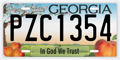 GA license plate PZC1354