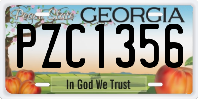 GA license plate PZC1356