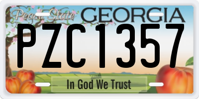 GA license plate PZC1357