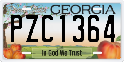 GA license plate PZC1364