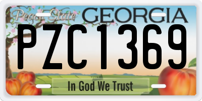 GA license plate PZC1369