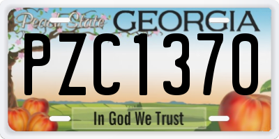 GA license plate PZC1370