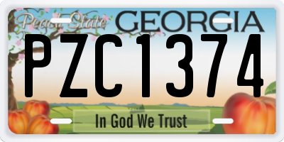 GA license plate PZC1374