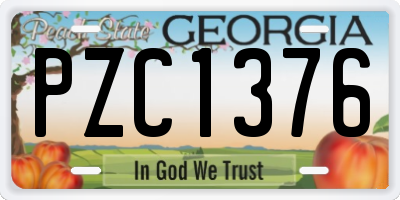 GA license plate PZC1376