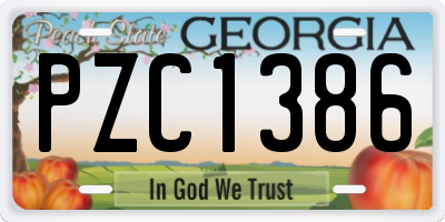 GA license plate PZC1386
