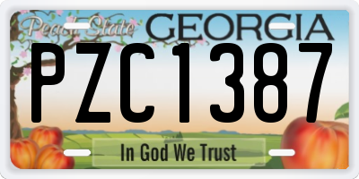 GA license plate PZC1387