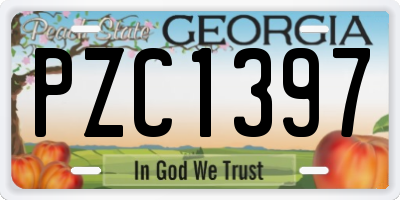 GA license plate PZC1397
