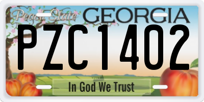 GA license plate PZC1402