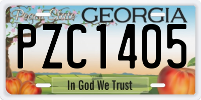 GA license plate PZC1405