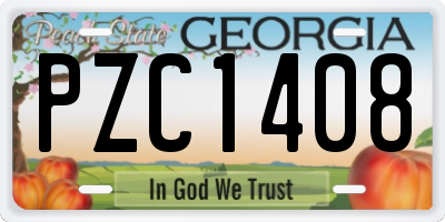 GA license plate PZC1408
