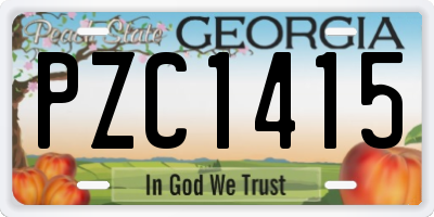 GA license plate PZC1415